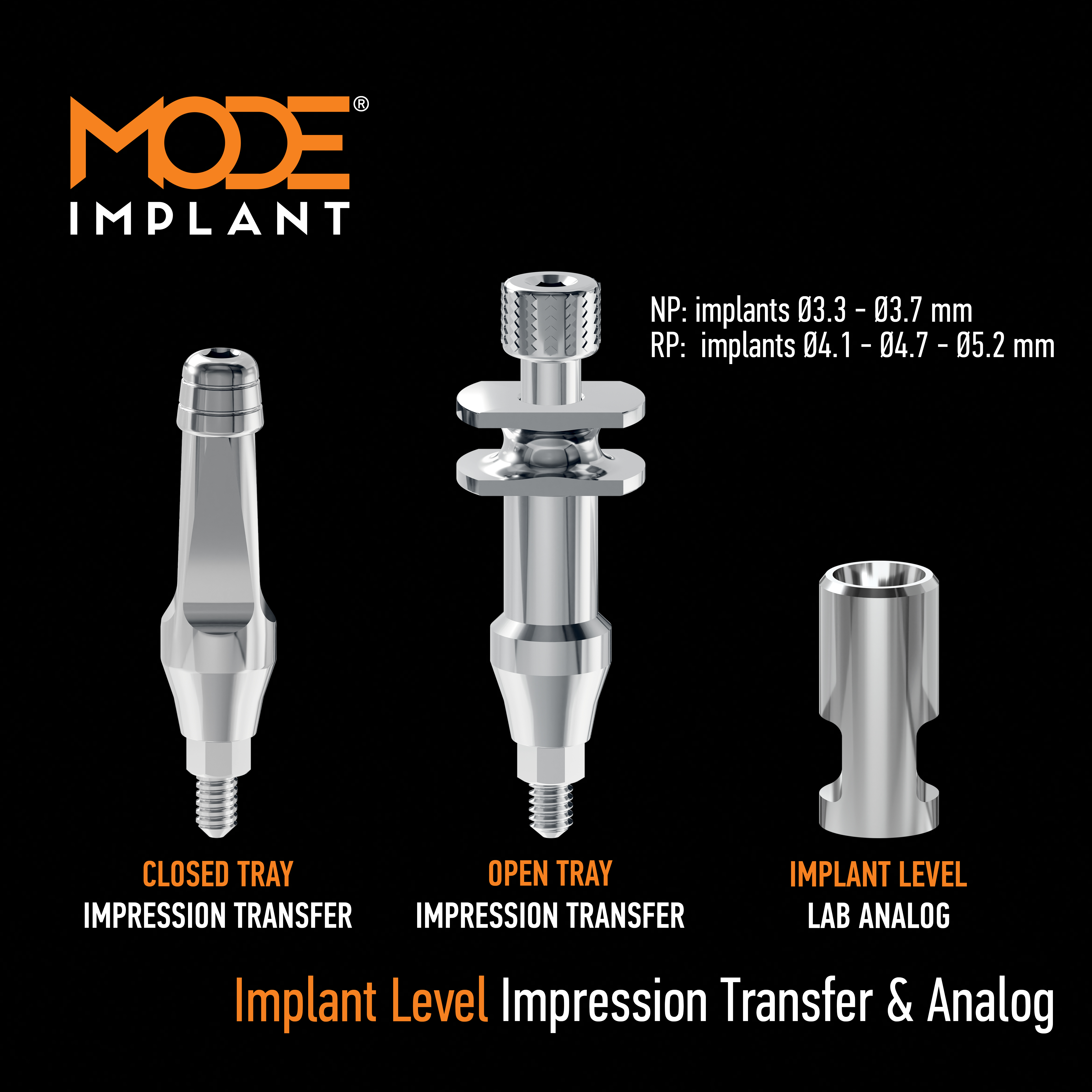 <span>Implant Level </span><br> Impression Transfer & Analog
